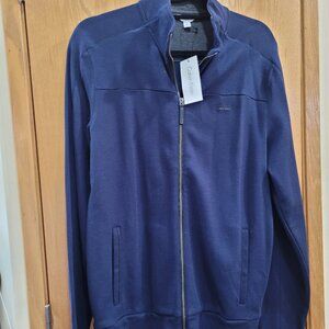 Calvin Klein Navy Blue 100% Cotton Knit Full Zip Jacket Size Medium NWT